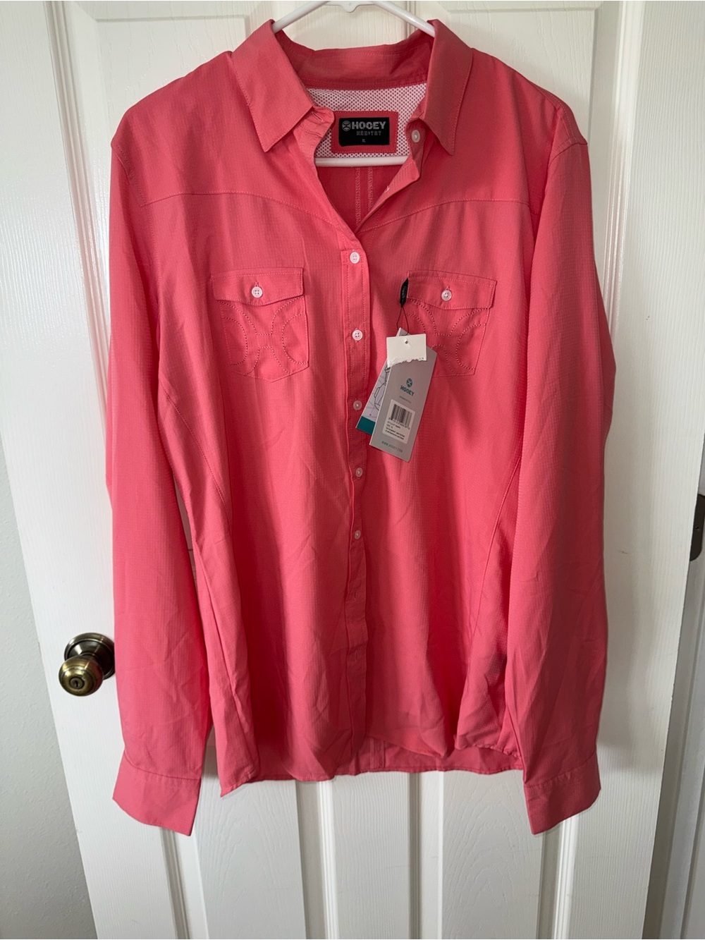 Hooey Coral Button-Down Long Sleeve Shirt